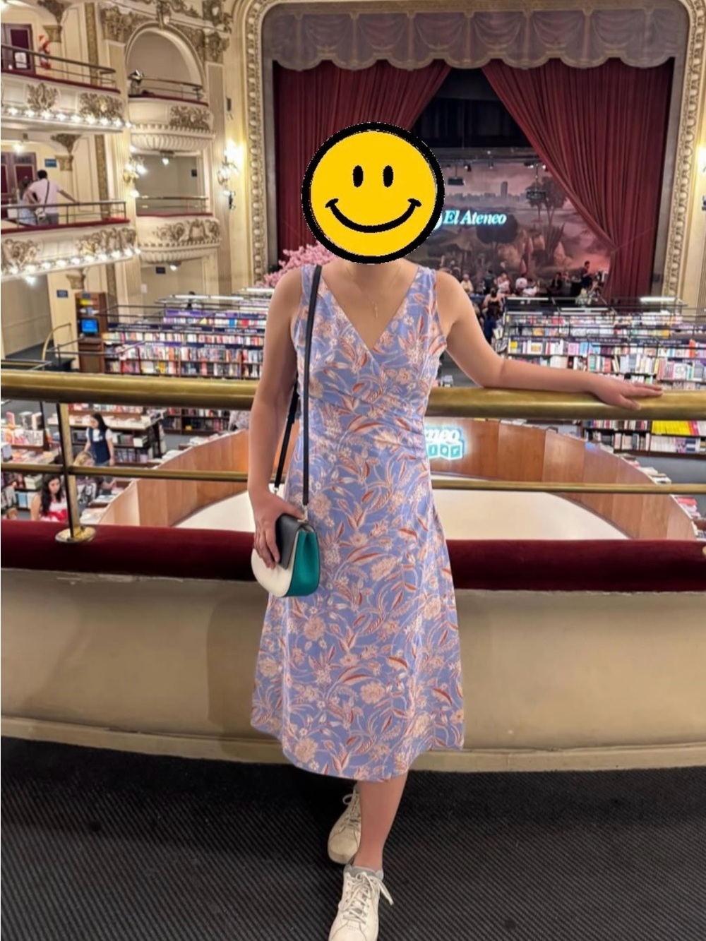 LOFT Lavender and Peach Floral Midi Dress